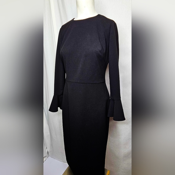 Maggy London Black Long Sleeve Dress with Ruffle Cuffs - Picture 4 of 8